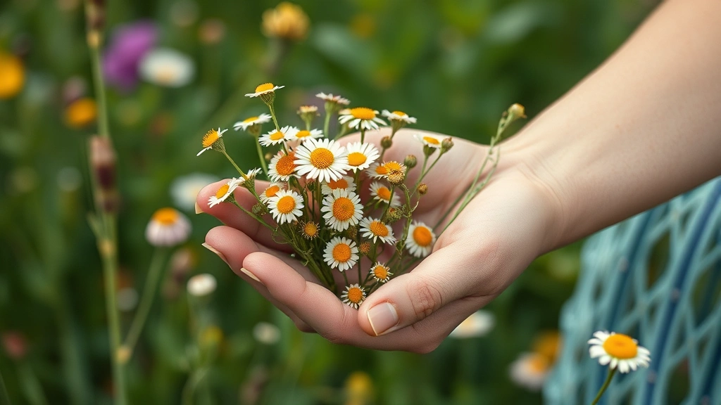 Hand holding wildflowers